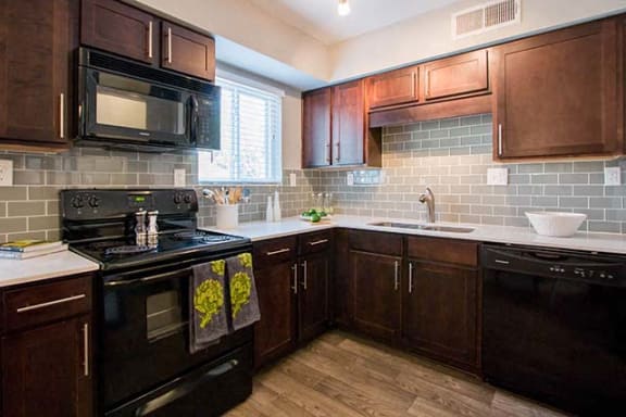 Gorgegous Kitchens Complete with Designer Finishes, Modern Appliances, Quartz Countertops and Tiled Backsplash at Artesian East Village, Atlanta, GA 30316
