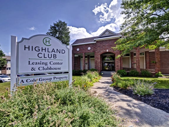 Elegant Entry Signage at Highland Club Apartments, Watervliet, NY 12189
