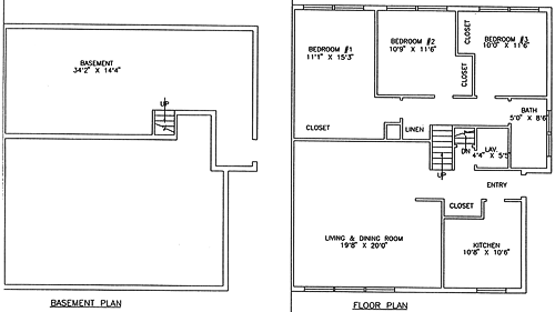 Floor Plan  South Pointe 3bd/1.5ba Duplex w/ Carport &amp; Basement