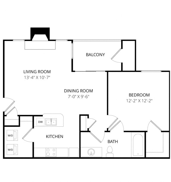 Quail Landing | A1 Floor Plan 1 Bedroom 1 Bath