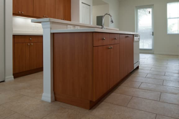 large kitchen island with breakfast bar
