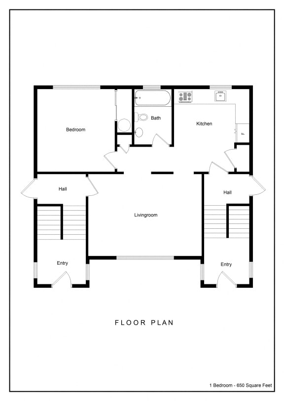 1 bedroom 1 bathroom Floor plan at Summit Terrace at Woodland, Cape Elizabeth, ME, 4107
