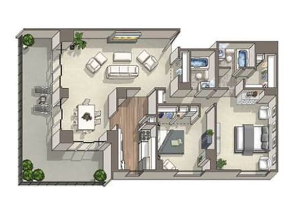 2 Bed 2 Bath Avon Floor Plan 2 Bed 2 Bath Avon Floor Plan at The Summit, Alexandria, Virginia