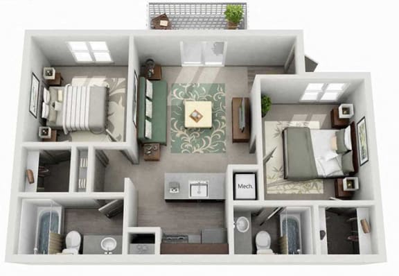 Two Bedroom / Two Bath Tech Center Square Apartment Homes - 2 Bedroom 2 Bath Apartment