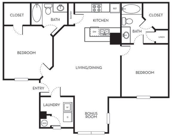 Two Bedroom One Bath Floorplan Two Bedroom One Bath Floorplan The Terraces at Lake Mary Florida