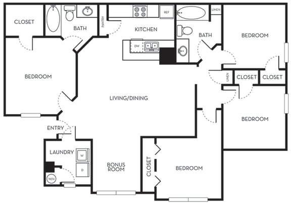 Four Bedroom Two Bath Floorplan Four Bedroom Two Bath Floorplan The Terraces at Lake Mary Florida