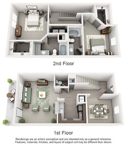 The Estates at Johns Creek Apartment Homes - 2 Bedroom 2.5 Bath Apartment The Estates at Johns Creek Apartment Homes - 2 Bedroom 2.5 Bath Apartment