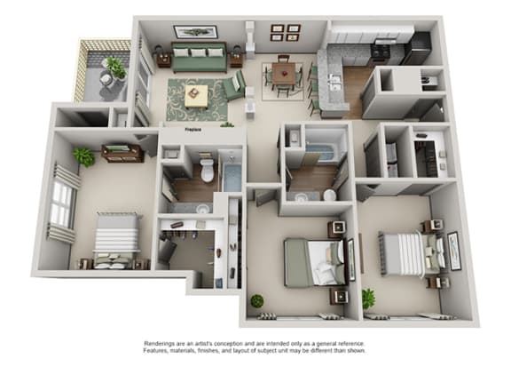 Crosstown at Chapel Hill Apartment Homes - 3 Bedroom 2 Bath Apartment Crosstown at Chapel Hill Apartment Homes - 3 Bedroom 2 Bath Apartment