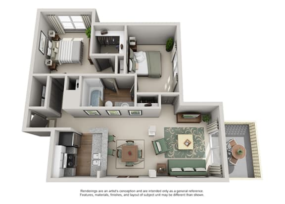 Crosstown at Chapel Hill Apartment Homes - 2 Bedroom 1 Bath Apartment Crosstown at Chapel Hill Apartment Homes - 2 Bedroom 1 Bath Apartment