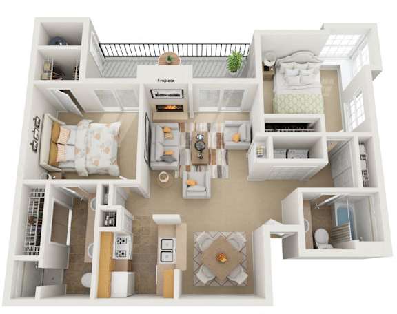 Livingston Floor Plan | 1,076 Sq. Ft. at The Amethyst, Austin, Texas