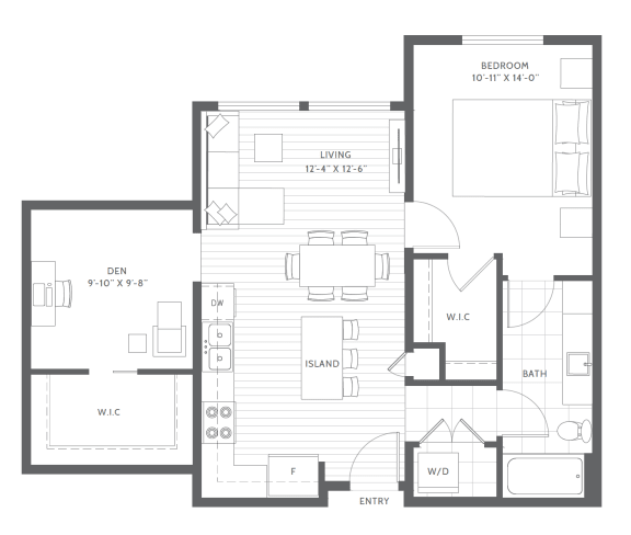 Floor Plan  One Bed with Den C2 Floor Planat Harbor Heights 55&#x2B; Community, Olympia, WA, 98501