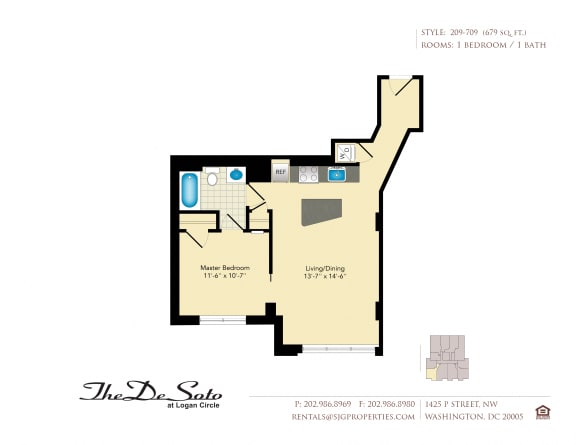 Floor Plan  The Desoto 09L Floor Plan at The DeSoto Apartments, Washington, DC
