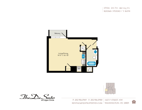 The DeSoto 11 Floor Plan at The DeSoto Apartments, District of Columbia ,20005