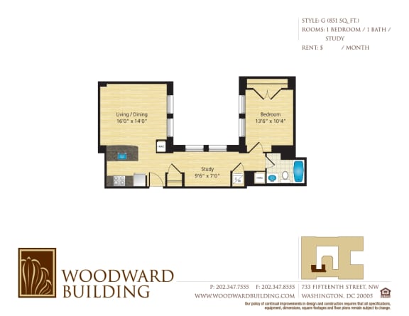 Floor Plan  Floor Plan G Woodward at The Woodward Building Apartments, District of Columbia , 20005