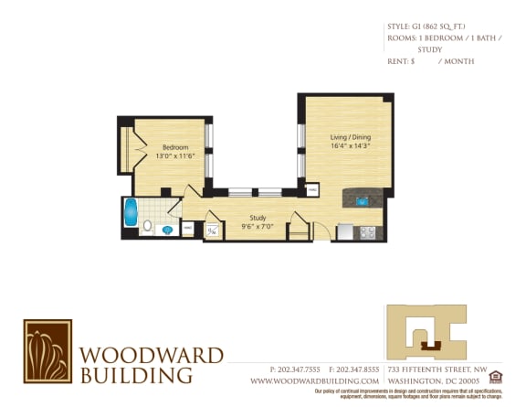 Floor Plan  Floor Plan G1 Woodward at The Woodward Building Apartments, Washington, DC