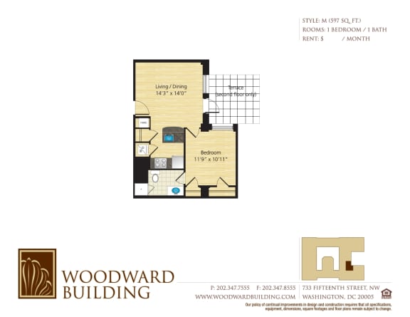 Floor Plan M Woodward at The Woodward Building Apartments, Washington, DC 20005