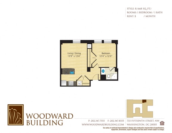 Floor Plan R Woodward at The Woodward Building Apartments, DC , 20005