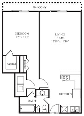 A1 Floor Plan A1 Floor Plan at Memorial Towers Apartments, The Barvin Group, Houston, Texas