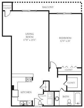 A4 Floor Plan A4 Floor Plan at Memorial Towers Apartments, The Barvin Group, Houston, 77007