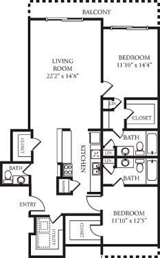 B3 Floor Plan B3 Floor Plan at Memorial Towers Apartments, The Barvin Group, Houston, TX