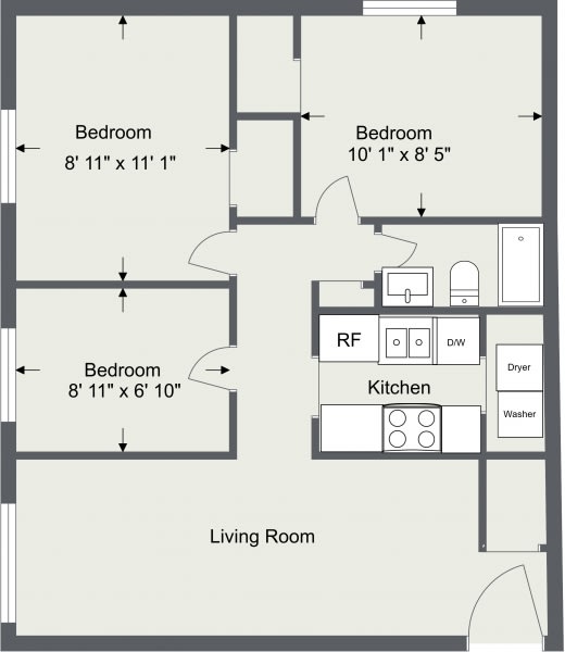 Medina Village 3 Bedroom, 1 Bath 860 Sq Ft at  Integrity Medina Apartments, Integrity Realty LLC, Ohio