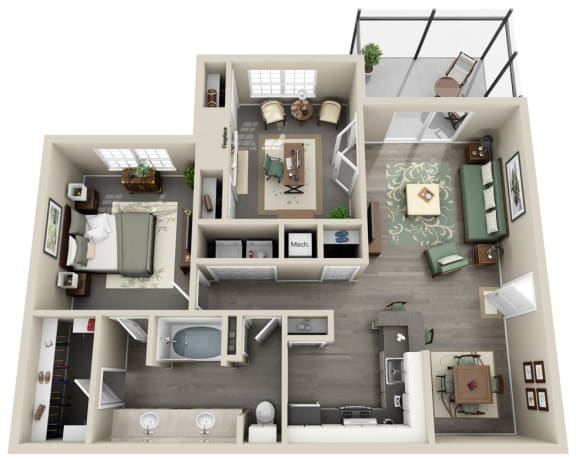 2 Bedroom 1 Bath Renovated  at The Grand Reserve at Tampa Palms Apartments, Tampa, FL