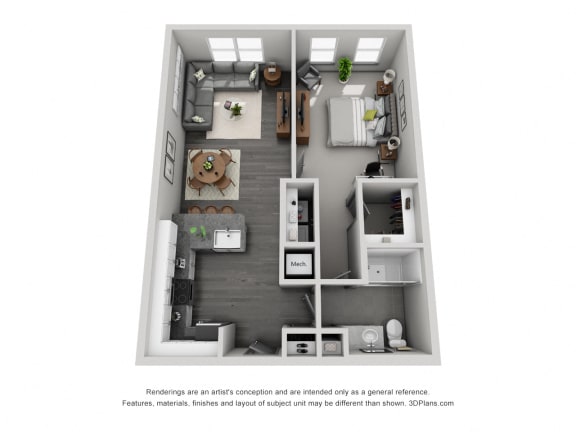 1c10 Floor Plan 1c10 Floor Plan at 1400 Chestnut, Chattanooga, Tennessee
