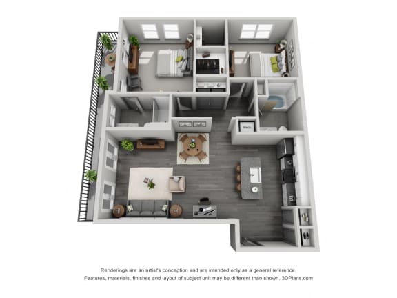 2b20 Floor Plan 2b20 Floor Plan at 1400 Chestnut, Chattanooga, Tennessee