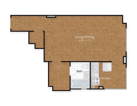 Studio Floor Plan at The York and Potomac Park, Washington