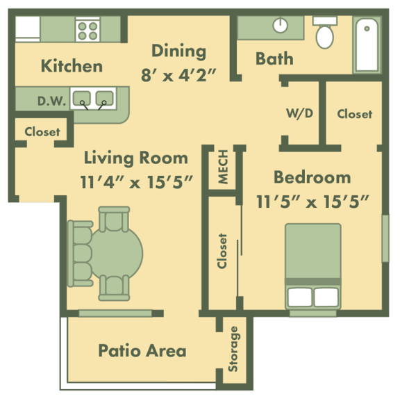 1 bedroom apartment floor plan