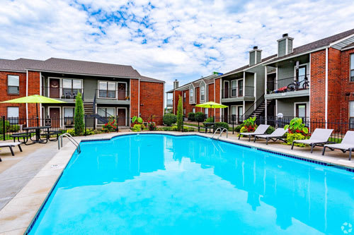 outdoor pool at  Crown Colony Apartments
