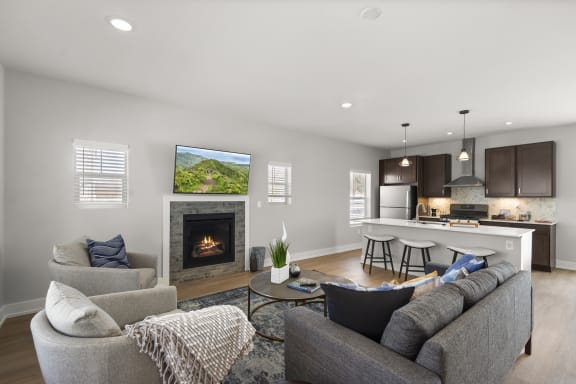 Living room at the Quarry Apartments in DeWitt Michigan
