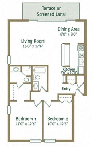 Eaton Floor Plan at Greenwich Commons Apartment Homes, Tampa, FL, 33613