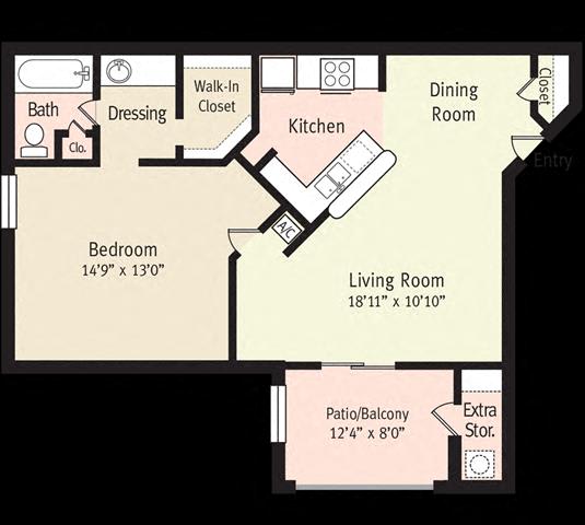 Mediterranean Floor Plan at Hidden Palms Apartment Homes, Tampa, FL, 33613