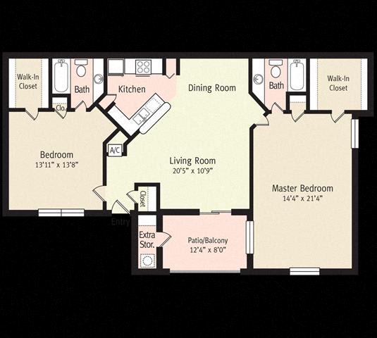 QueenP Floor Plan at Hidden Palms Apartment Homes, Tampa, Florida