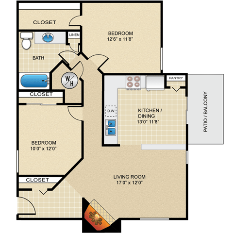 2 bedroom, 1 bathroom at Deerfield Apartments, Olathe, Kansas
