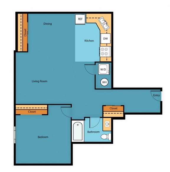 AB1x1a Floor Plan at Arabella Apartment Homes, Shoreline, Washington
