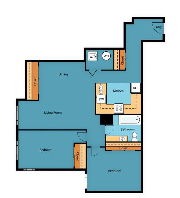 AB2x1c Floor Plan at Arabella Apartment Homes, Washington, 98155