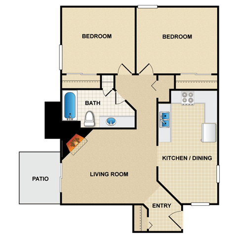 2 bedroom, 1 bathroom at Millcreek Woods Apartments, Olathe, 66061
