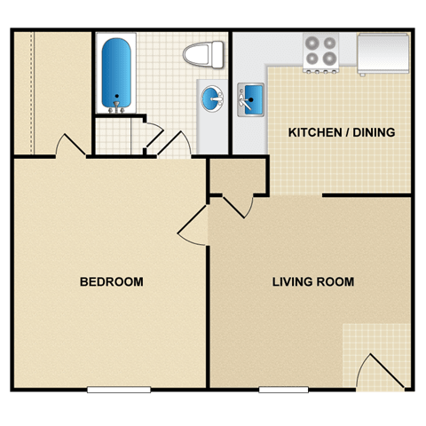1 bedroom, 1 bathroom
