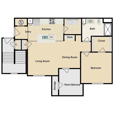 1 bedroom, 1 bathroom A at Sorrento at Deer Creek Apartment Homes, Overland Park
