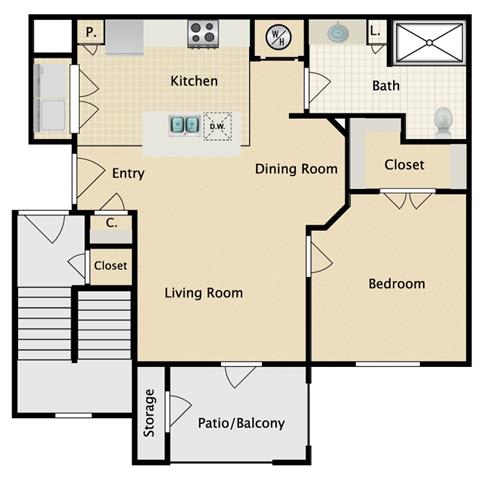 1 bedroom, 1 bathroom at Sorrento at Deer Creek Apartment Homes, Overland Park, Kansas