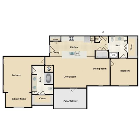 2 bedroom, 2 bathroom C at Sorrento at Deer Creek Apartment Homes, Overland Park, KS