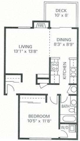 Floor Plan  Our 1 Bedroom 1 Bath Apartment Floor plan at Wilderness West Apartments in Olympia, Washington