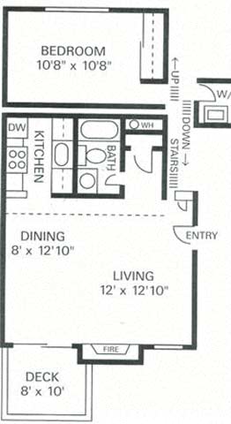 Our 1 Bedroom 1 Bath Apartment Floor plan at Wilderness West Apartments in Olympia, Washington