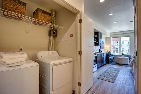 Laundry area at Commons at Sylvan Canyon Apartments, Portland, 97221