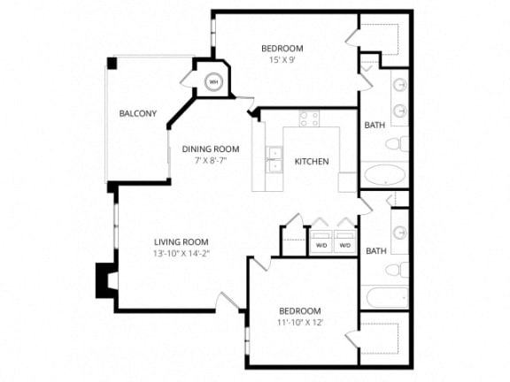 Arezzo Apartments- 2 bed 2 bath floorplan