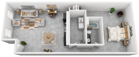 1 Bed 1 Bath Floor Plan with 1,282-1,327 Sq. Ft. at Highland Mill Lofts Charlotte NC