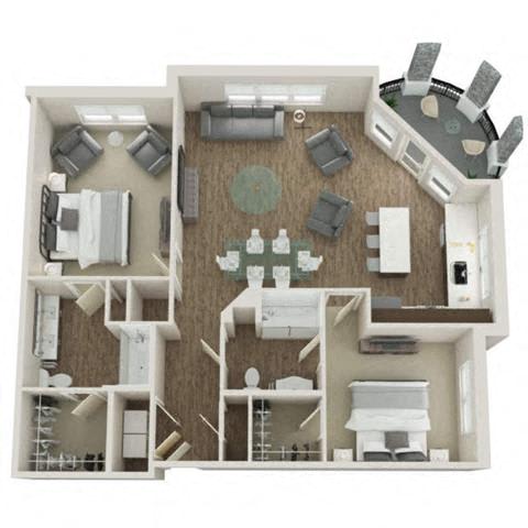 BECKTON Floor Plan at Pointe at Prosperity Village Apartments, Charlotte, NC