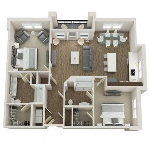 BEXLEY Floor Plan at Pointe at Prosperity Village Apartments, Charlotte